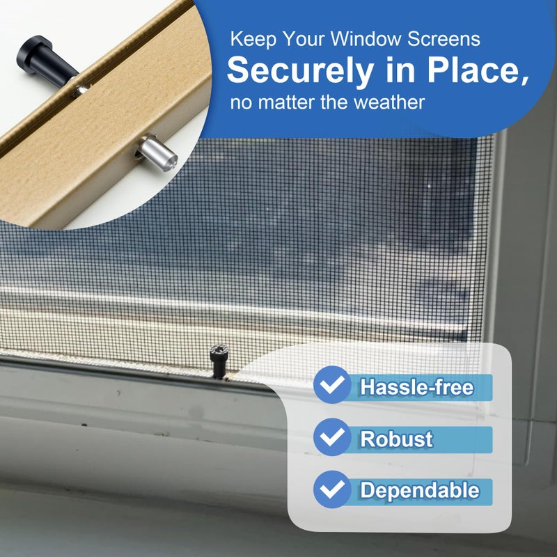 Ceoighe 25 Pack Window Screen Plunger Latches with Caps, 5/32"" X 1-1/2"", Aluminum Window Screen Plunger Pins, Secure Window Screens in Place (Black) - Image 5